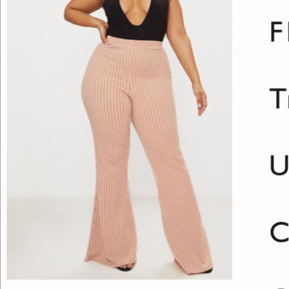 PLT nude striped basic flared trousers never worn